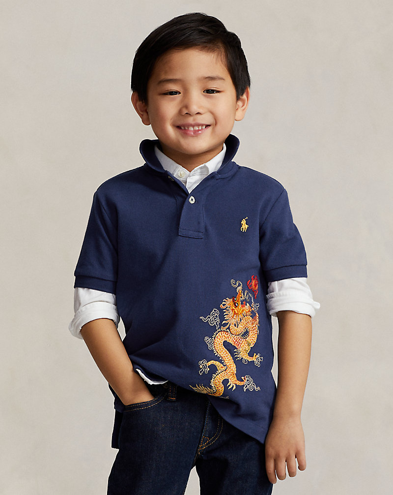 Lunar New Year Dragon Mesh Polo Shirt Boys 2-7 1