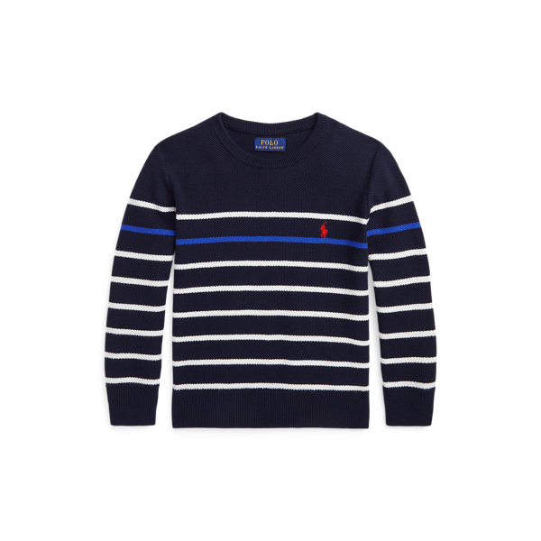 Striped Mesh-Knit Cotton Jumper