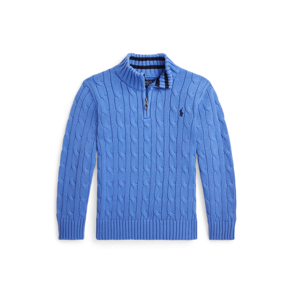 Cable-Knit Cotton Quarter-Zip Sweater