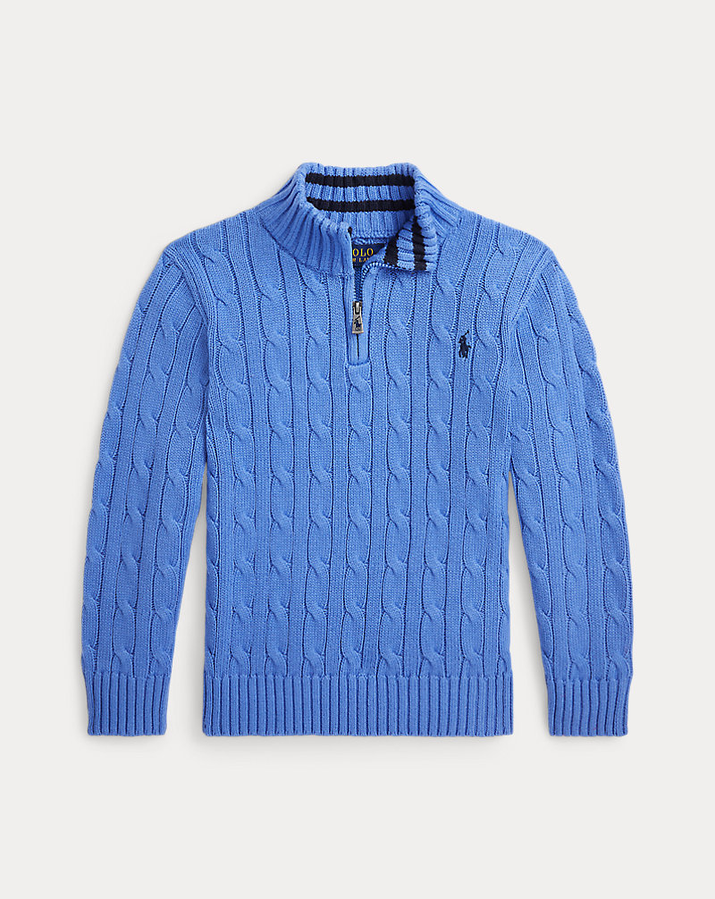 Cable-Knit Cotton Quarter-Zip Sweater Boys 2-7 1