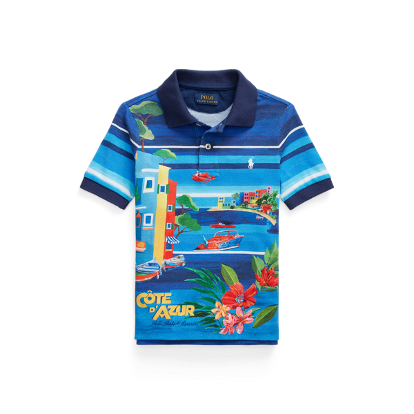 Cotton Mesh Graphic Polo Shirt