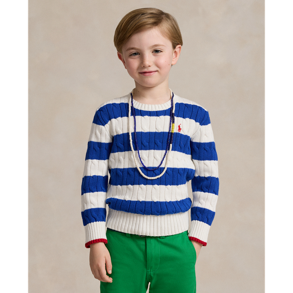 Striped Cable-Knit Cotton Jumper BOYS 1.5–6 YEARS 1