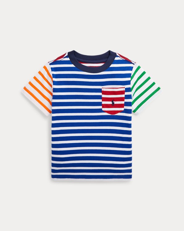 Striped Cotton Jersey Pocket T-Shirt
