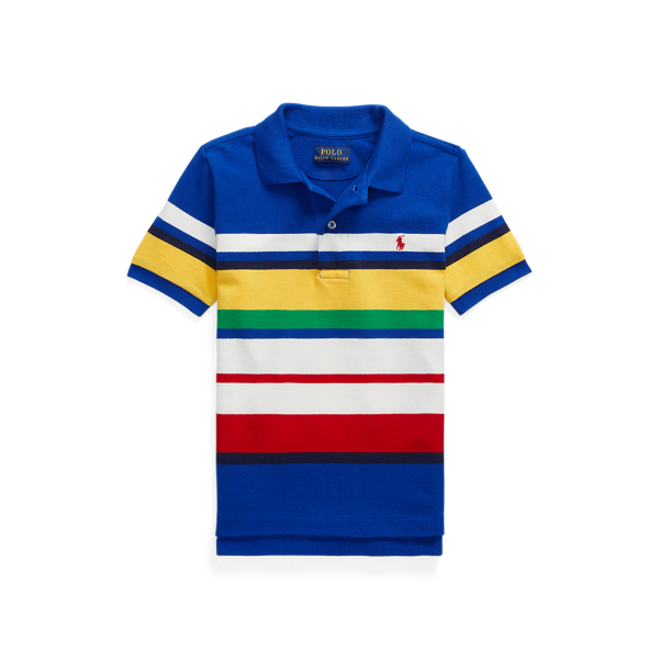 Striped Cotton Mesh Polo Shirt