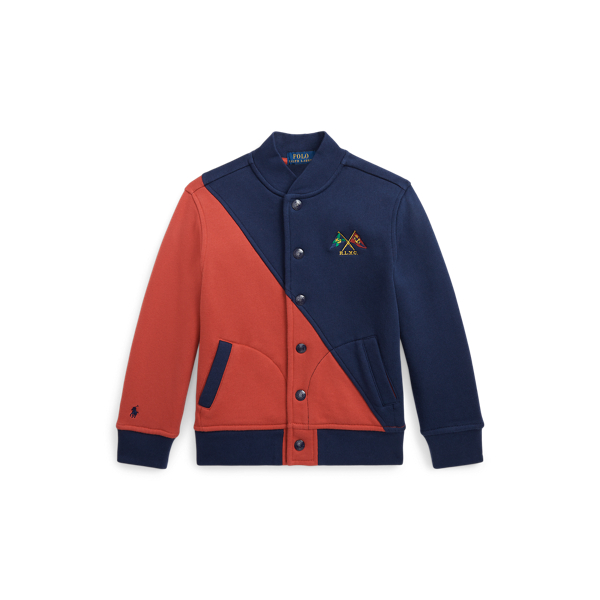 Nautical-Flag Fleece Baseball Jacket