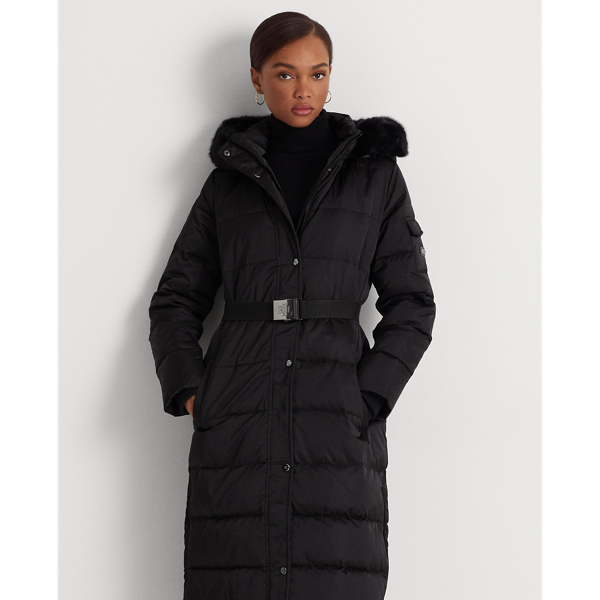 Belted Satin Maxi Down Coat for Women Ralph Lauren CH
