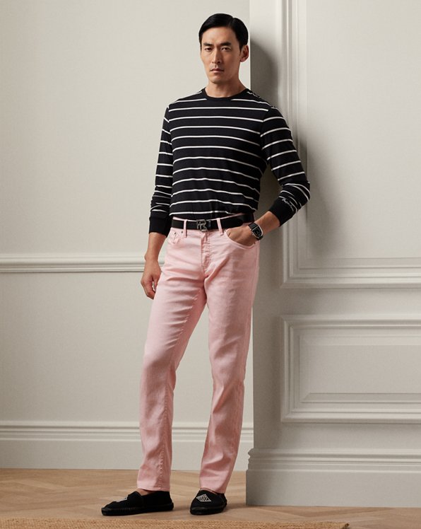 Slim fit linnen-katoen jeans met stretch