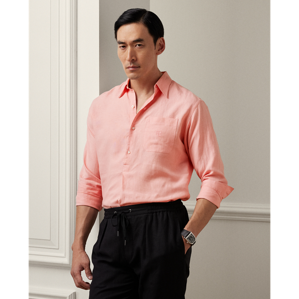 Silk-Linen Popover Shirt