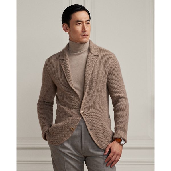 Cardigan a blazer in cashmere a coste