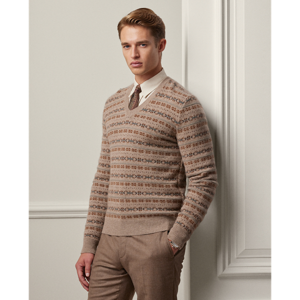 Fair Isle Cashmere V-Neck Sweater