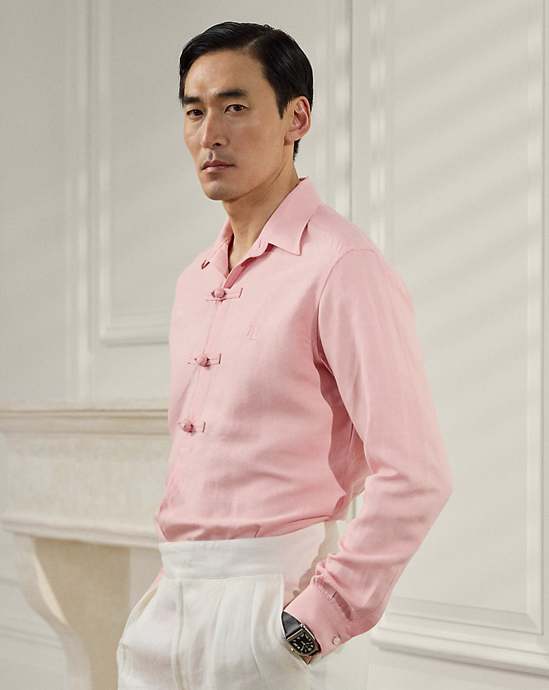 Lunar New Year Silk-Linen Popover Shirt Purple Label 1