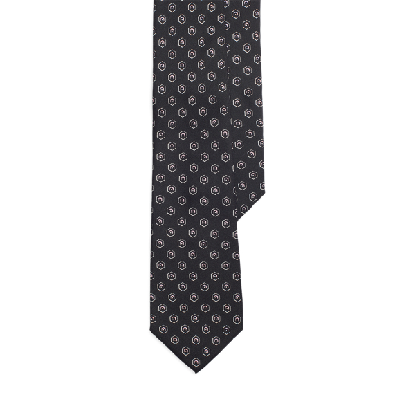 Hexagon-Patterned Silk Crepe Tie Purple Label 1