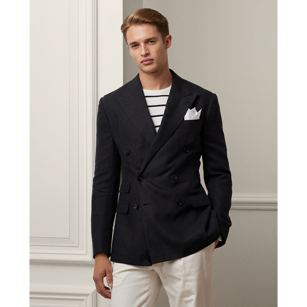 Kent Hand-Tailored Linen Suit Jacket Purple Label 1