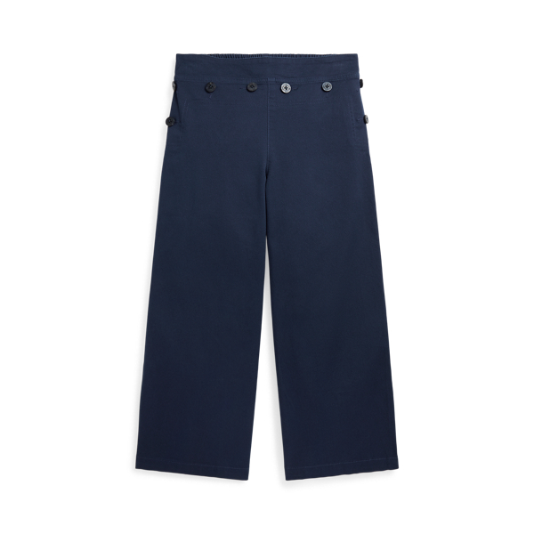 Buttoned-Placket Cropped Wide-Leg Pant