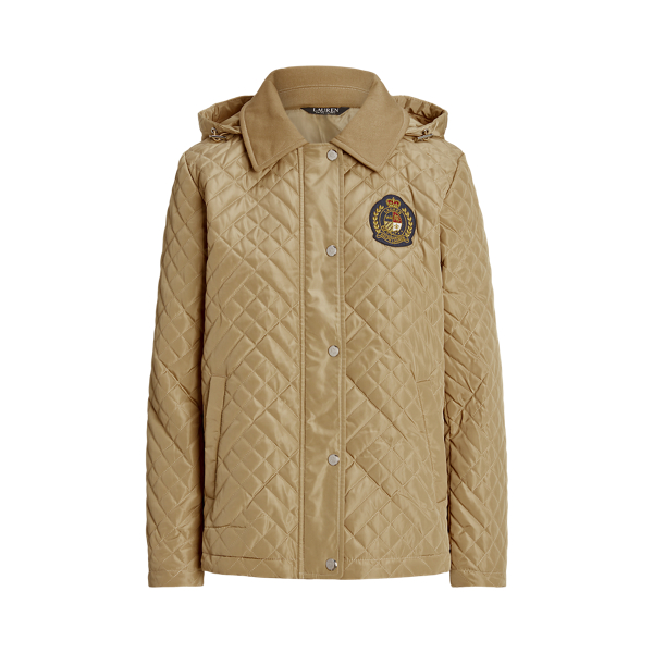 Crest Patch Quilted Hooded Jacket for Women Ralph Lauren KW