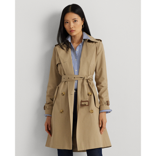 Double-Breasted Cotton-Blend Trench Coat