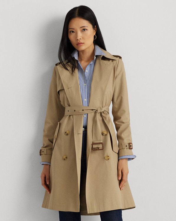 Double-Breasted Cotton-Blend Trench Coat