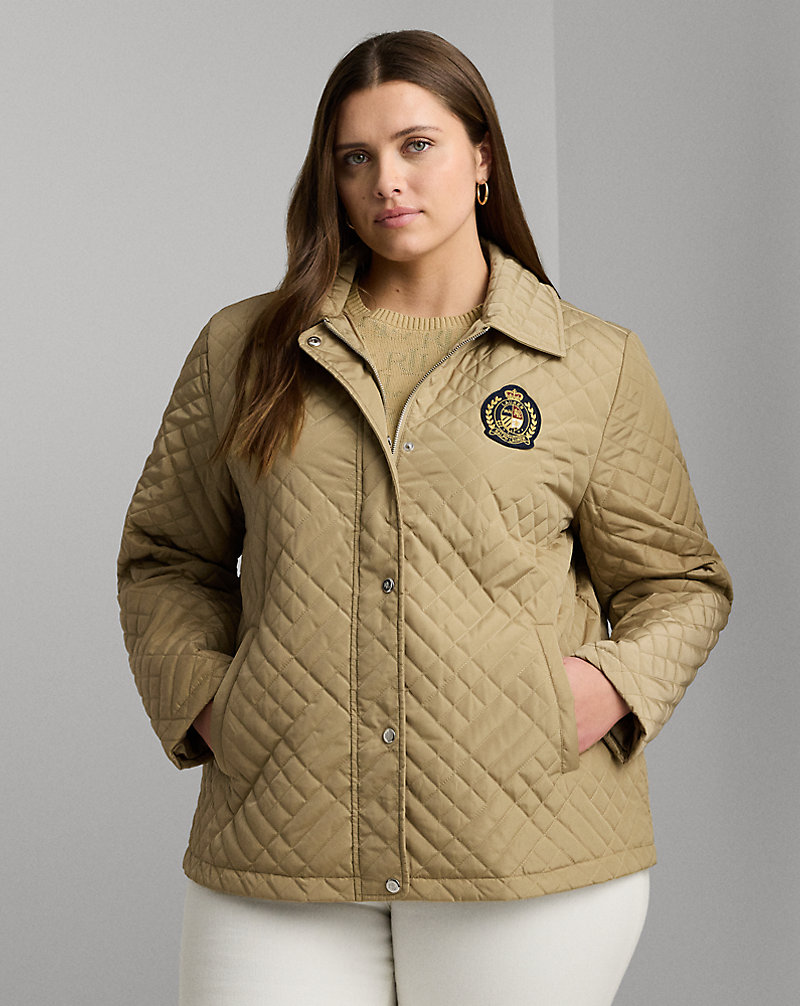 Crest-Patch Quilted Hooded Jacket Lauren Woman 1