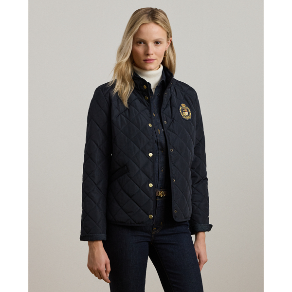 Crest-Patch Quilted Mockneck Jacket