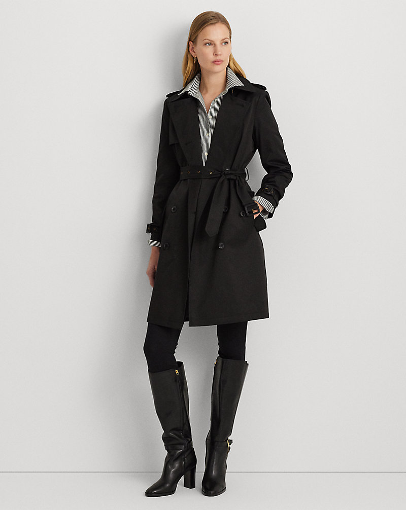 Double-Breasted Cotton-Blend Trench Coat Lauren 1