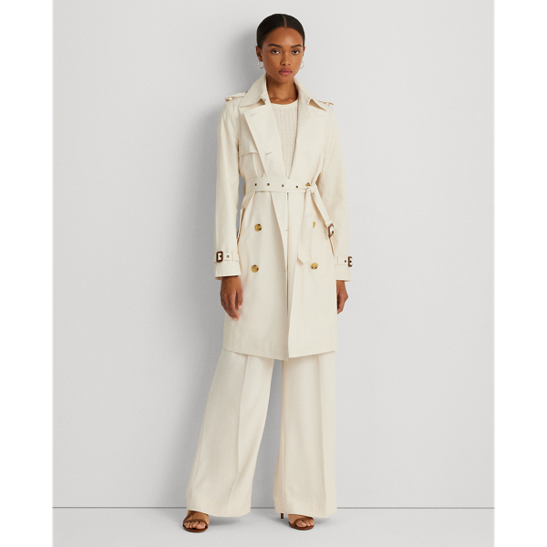 Double-Breasted Cotton-Blend Trench Coat Lauren 1