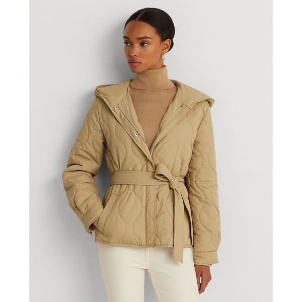 Belted Onion-Quilted Hooded Coat