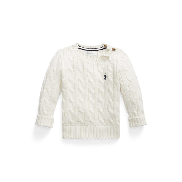 Ralph Lauren Boys Cable Knit Jumper in White