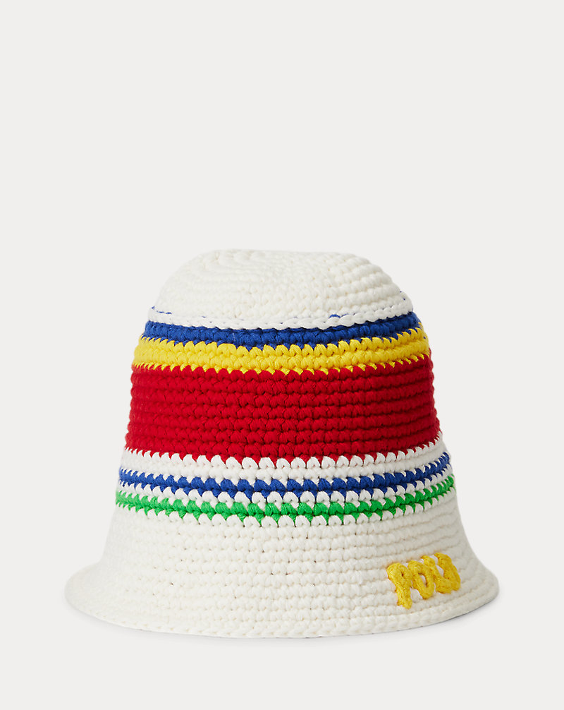 Logo Striped Crochet Bucket Hat Polo Ralph Lauren 1