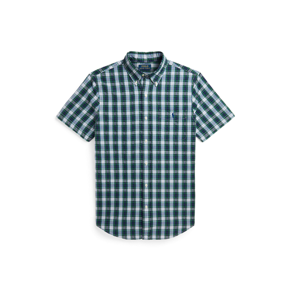 Classic Fit Plaid Seersucker Shirt