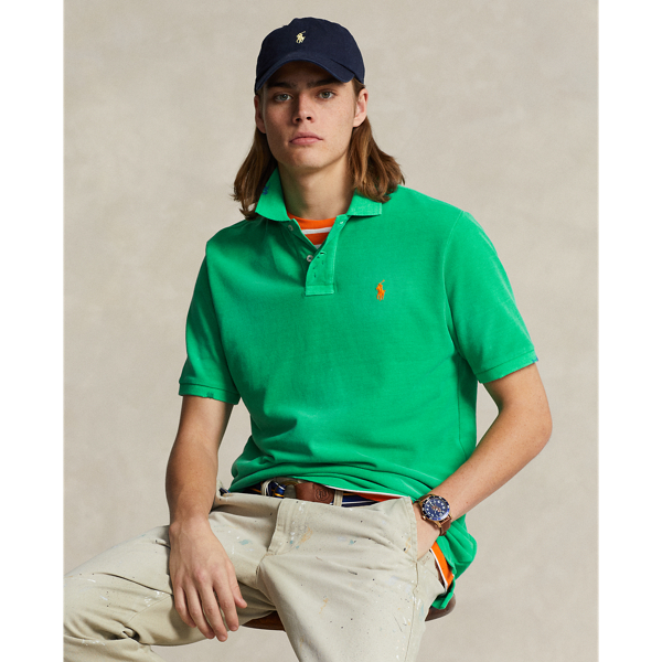 Classic Fit Garment-Dyed Mesh Polo Shirt