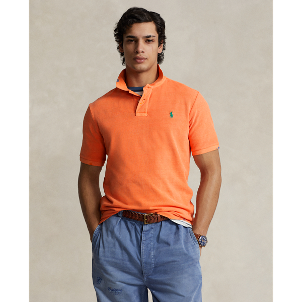 Classic Fit Garment-Dyed Mesh Polo Shirt