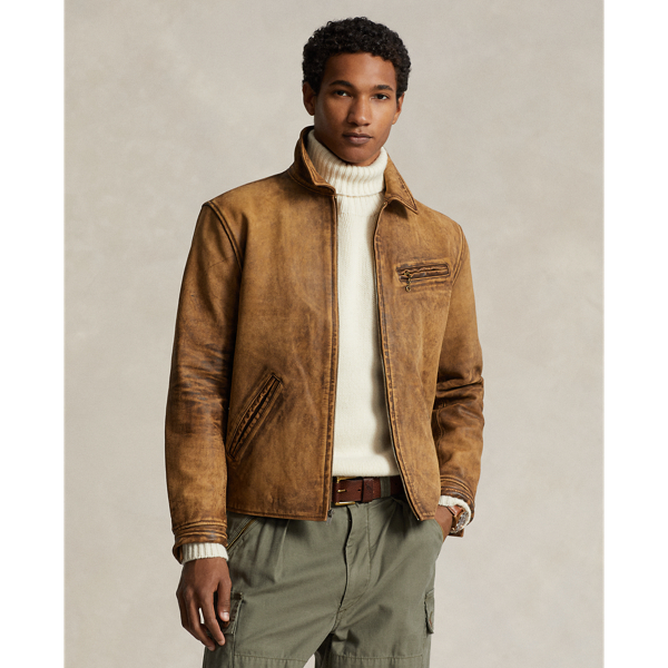 Leather Newsboy Jacket Polo Ralph Lauren 1