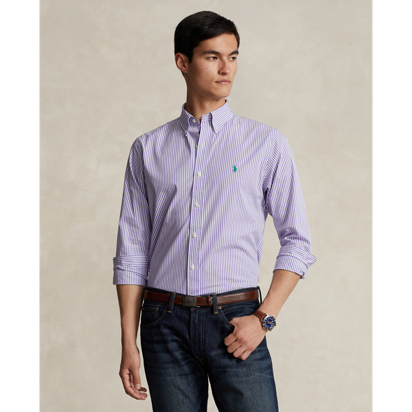 Custom Fit Striped Stretch Poplin Shirt