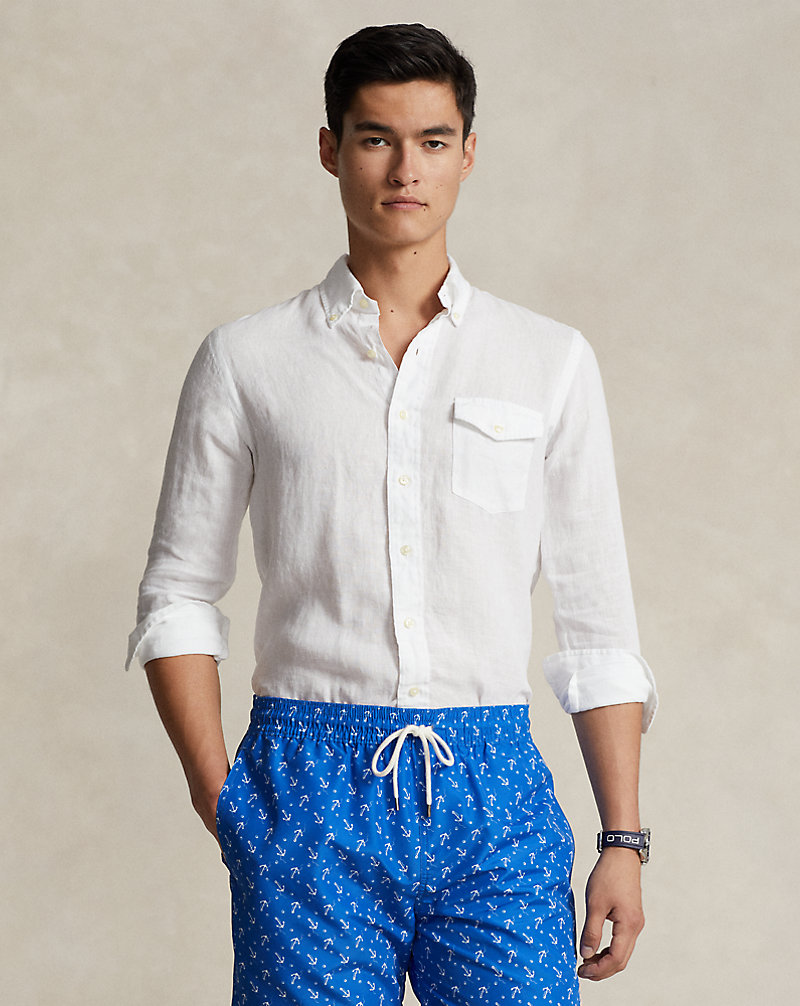 Classic Fit Garment-Dyed Linen Shirt Polo Ralph Lauren 1