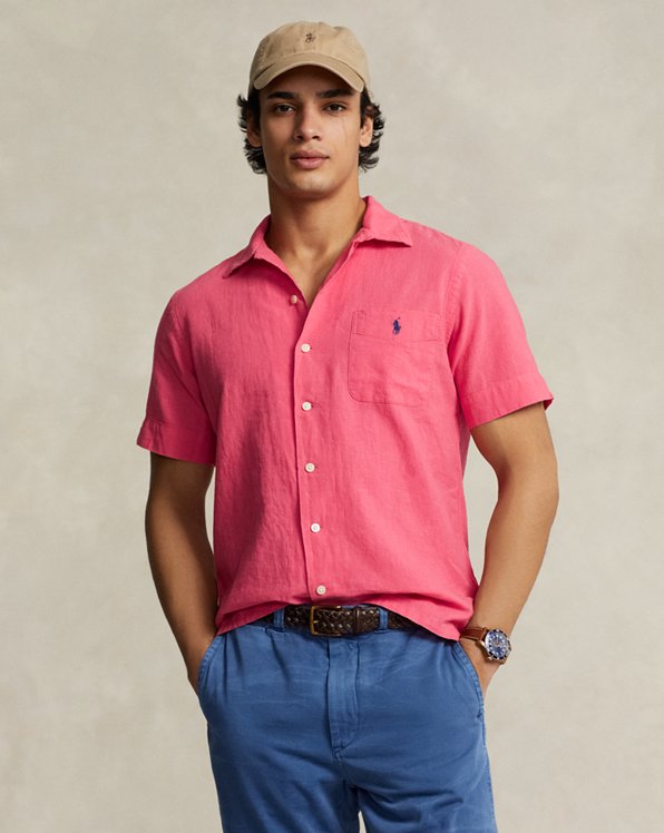 Camicia in cotone e lino Classic-Fit