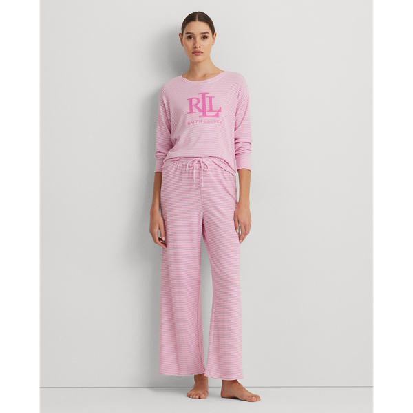 Striped Cotton-Blend Jersey Pajama Set
