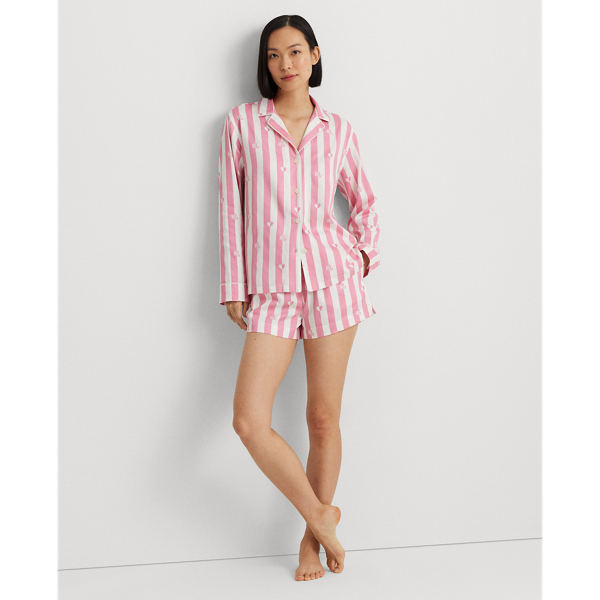 Logo Striped Sateen Boxer Sleep Set