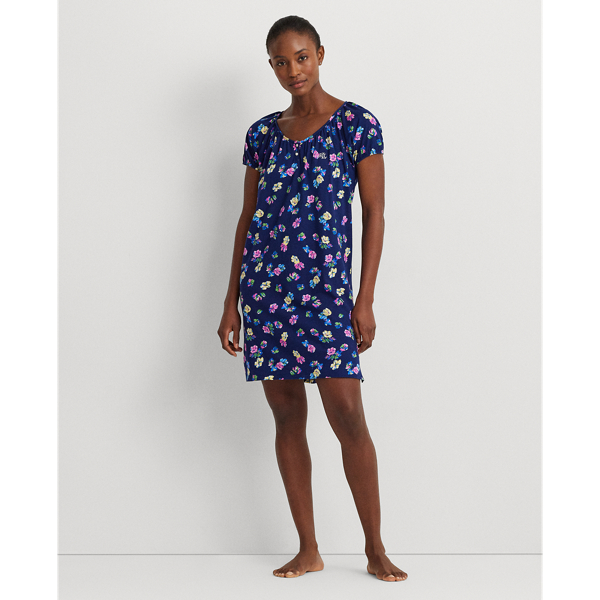 Floral Cotton-Blend-Jersey Nightgown