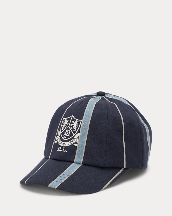 Crest Striped Satin Cricket Cap