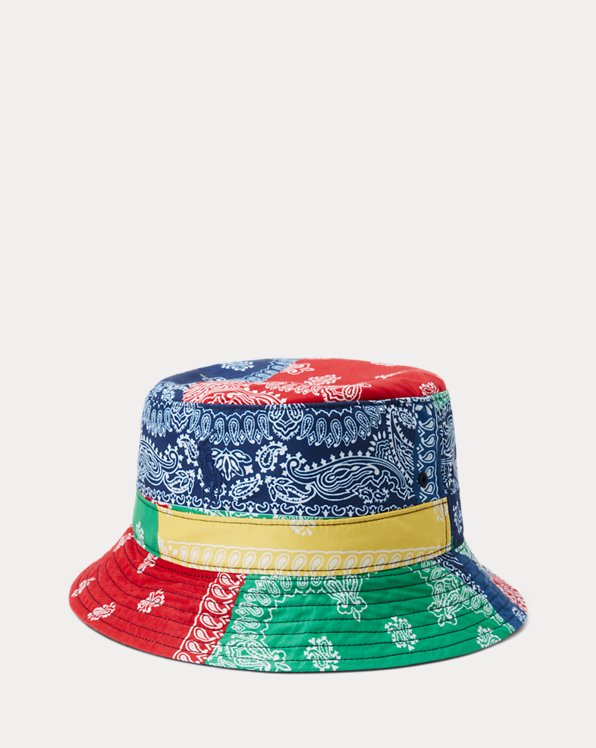 Bandanna-Print Color-Blocked Bucket Hat