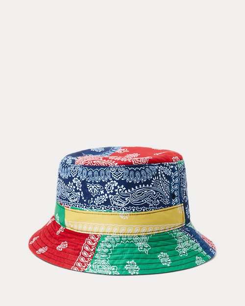 Bandanna-Print Color-Blocked Bucket Hat