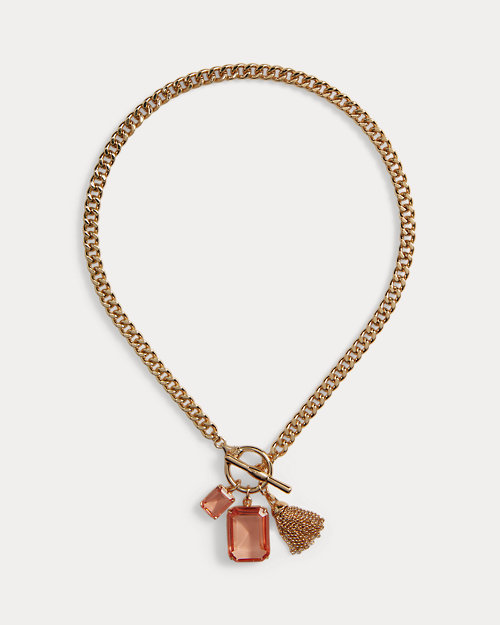 Gold-Tone Stone Pendant Necklace