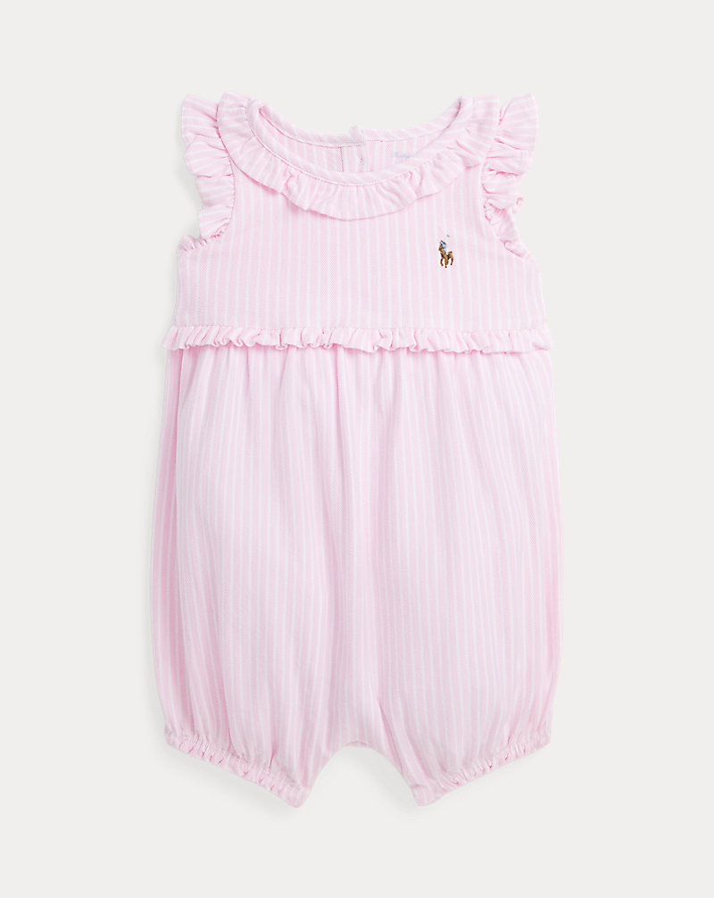 Striped Knit Oxford Bubble Shortall Baby Girl 1