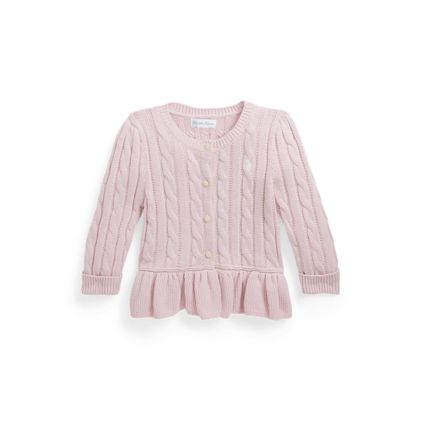 Cable Cotton Peplum Cardigan