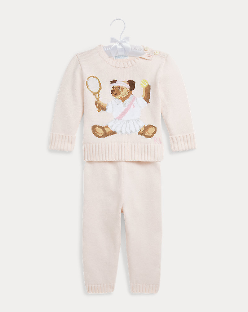 Polo Bear Cotton Sweater & Pant Set Baby Girl 1