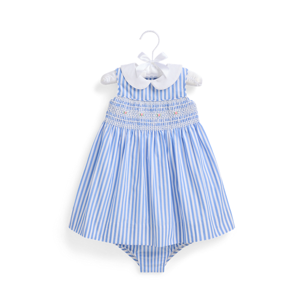 Striped Smocked Cotton Poplin Dress