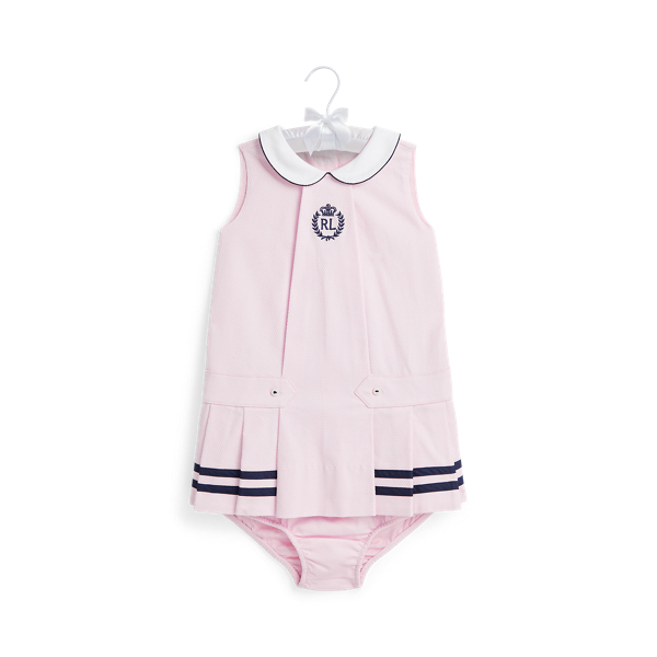 Robe plissée en dobby stretch et bloomer