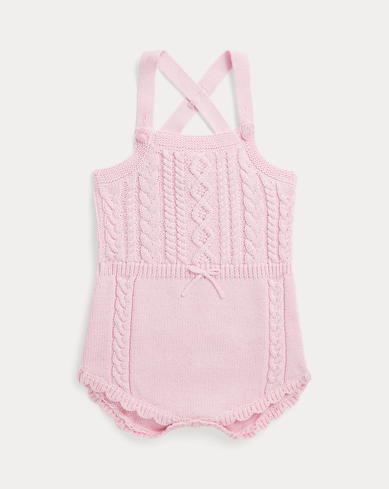 Cable-Knit Cotton Shortall Baby Girl 1