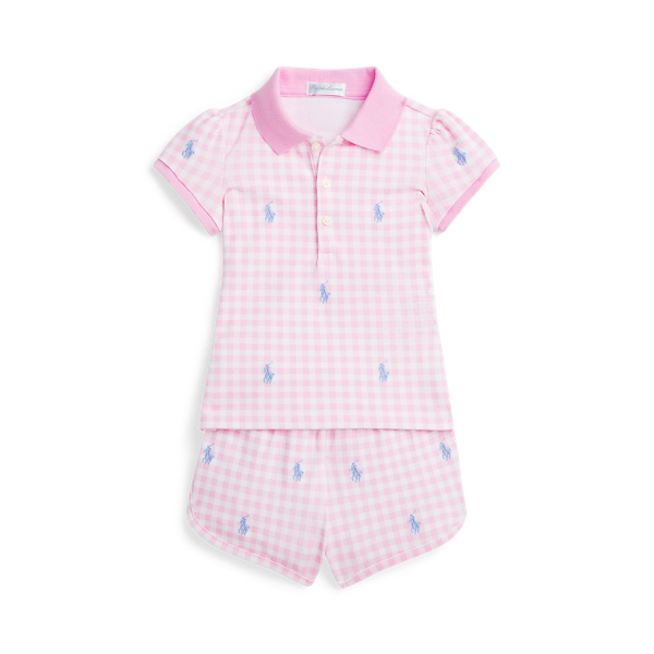 Polo Pony Mesh Polo Shirt &amp; Short Set Baby Girl 1