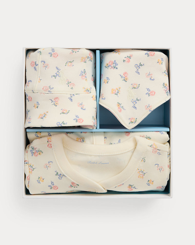 Floral Cotton Shortall 3-Piece Set Baby Girl 1